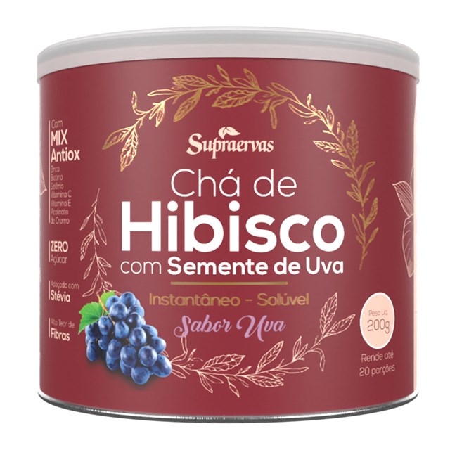 CHÁ DE HIBISCO c/Semente de Uva 200g - Sabor Uva