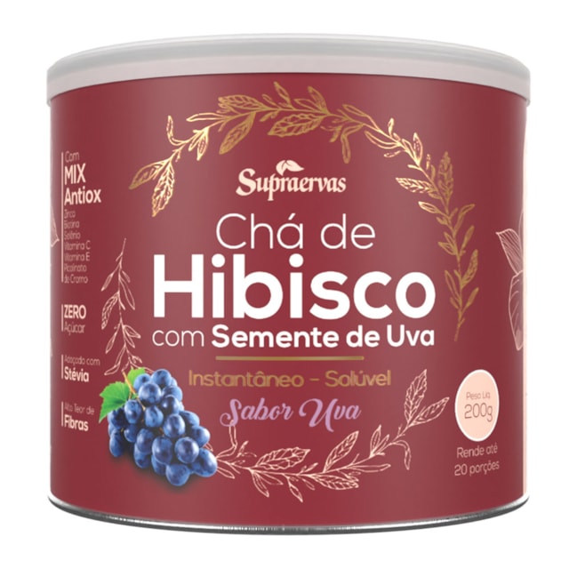 CHÁ DE HIBISCO c/Semente de Uva 200g - Sabor Uva