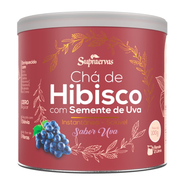 CHÁ DE HIBISCO c/Semente de Uva - Sabor Uva 100g