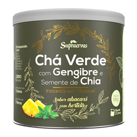 CHÁ VERDE c/Gengibre e Semente de Chia - Sabor Abacaxi c/Hortelã 100g