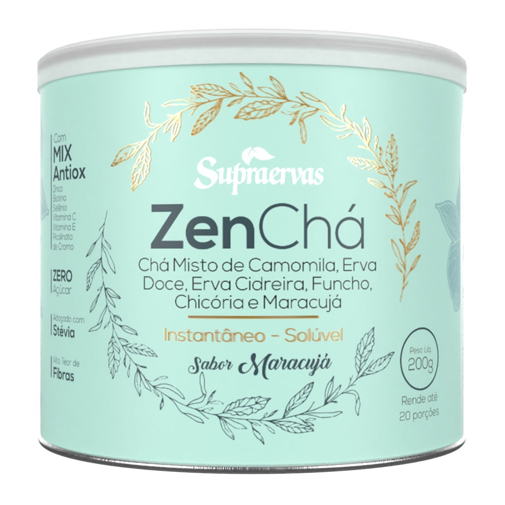 ZENCHÁ 200g - Chá Misto de Camomila, Erva Doce, Erva Cidreira, Funcho, Chicória e Maracujá - Sabor Maracujá